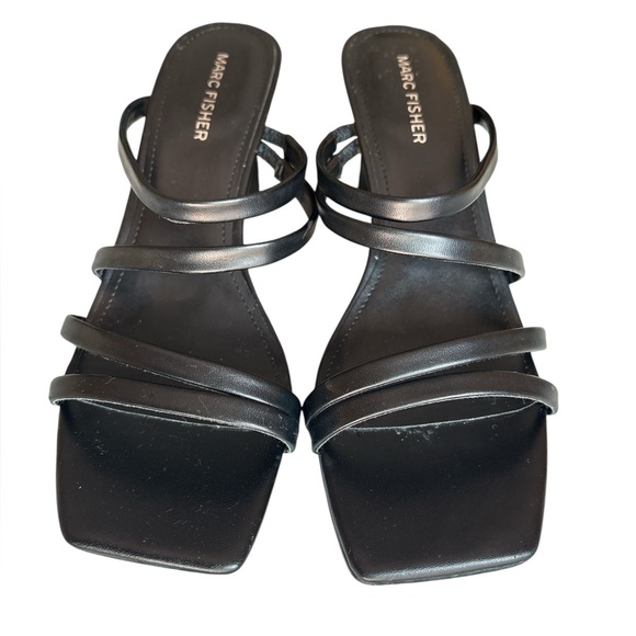 Marc Fisher Kristin Women’s Faux Leather Slip On Strappy Sandals, Black, Size 9 - Picture 6 of 8